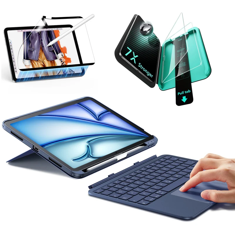 iPad Air 11" (2024) Flex Keyboard Case (Detachable) Transformation Bundle- US Layout-Blue