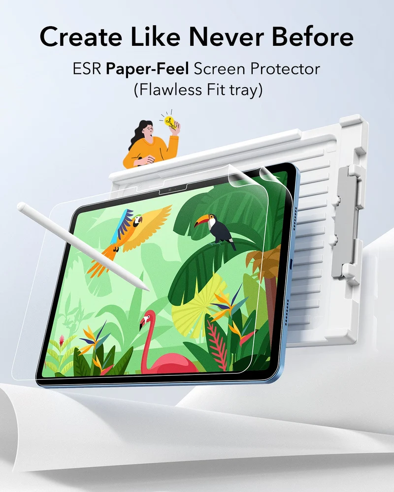 iPad 10th Gen Flex Keyboard Case (Detachable), Paper-Feel Screen Protector & Find My Pencil Bundle- US Layout-Blue