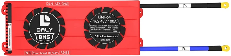 Daly smart bms LifePO4 16S 60V 100A Li-ion 16S 48V 100A bluetooth BMS FAN board 33 65 184