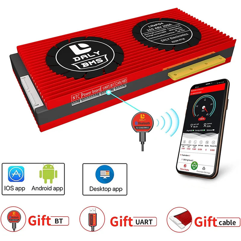 Daly smart bms Lifepo4 15S 48V 200A bluetooth BMS board 32130221