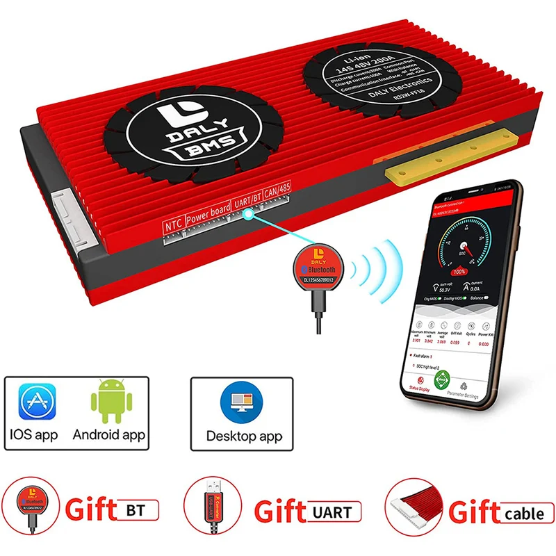 Daly smart bms Li-ion 14S 48V 200A bluetooth BMS board 32130221