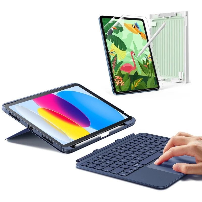 iPad 11" (A16) 2025 Flex Keyboard Case (Detachable) Paper-Feel Bundle - US Layout-Blue