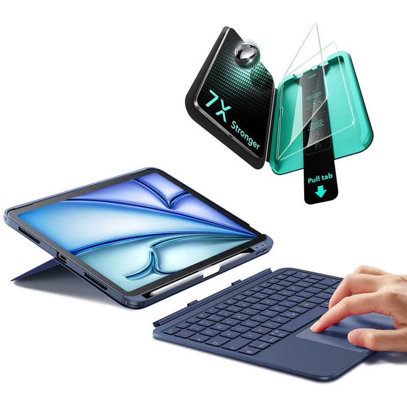iPad 10th Gen Flex Keyboard Case (Detachable) Protection Bundle - US Layout-Blue