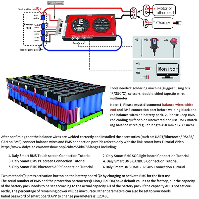 Daly smart bms Lifepo4 12S 36V 500A bluetooth BMS FAN board 52 130 257