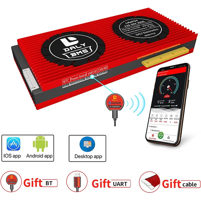 Daly smart bms Lifepo4 12S 36V 250A bluetooth BMS board 32130221
