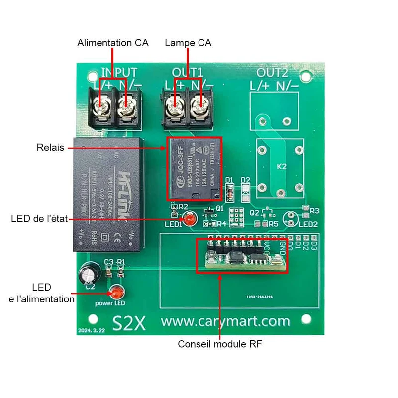 Kit Télécommande Sans Fil avec Interrupteur et Électrovanne 220V (Modèle: 0020567)