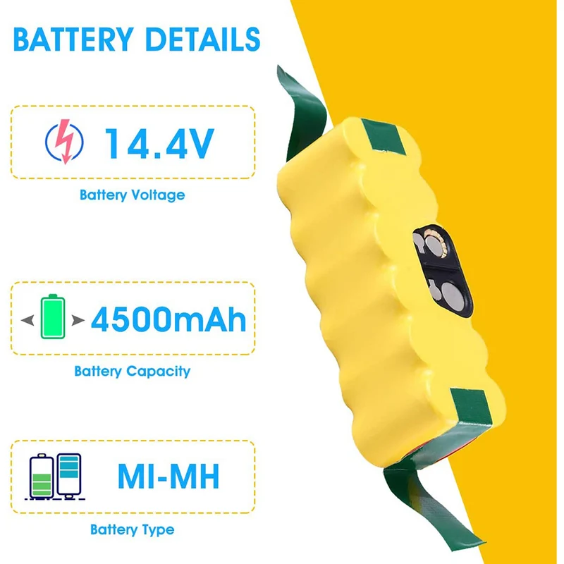 Battery 14.4 V 4.5 Ah compatible with battery Roomba R3 500 600 700 800 900 Series 500 510 531 535