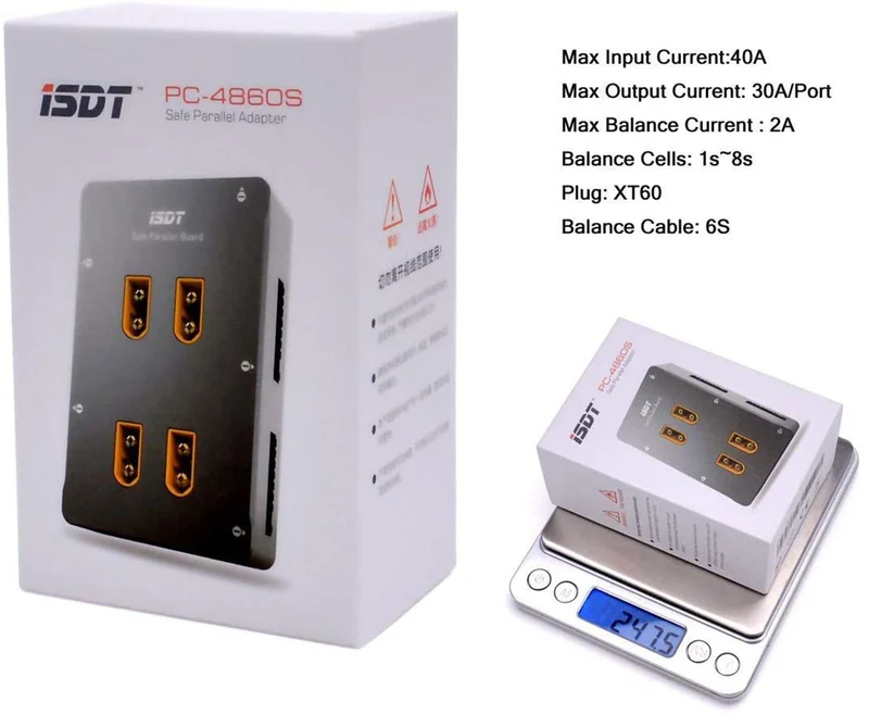 PC-4860 ISDT Lipo Charger Parallel Charging Station Support 4 Packs of LiPo Battery 1-8S XT60 RC