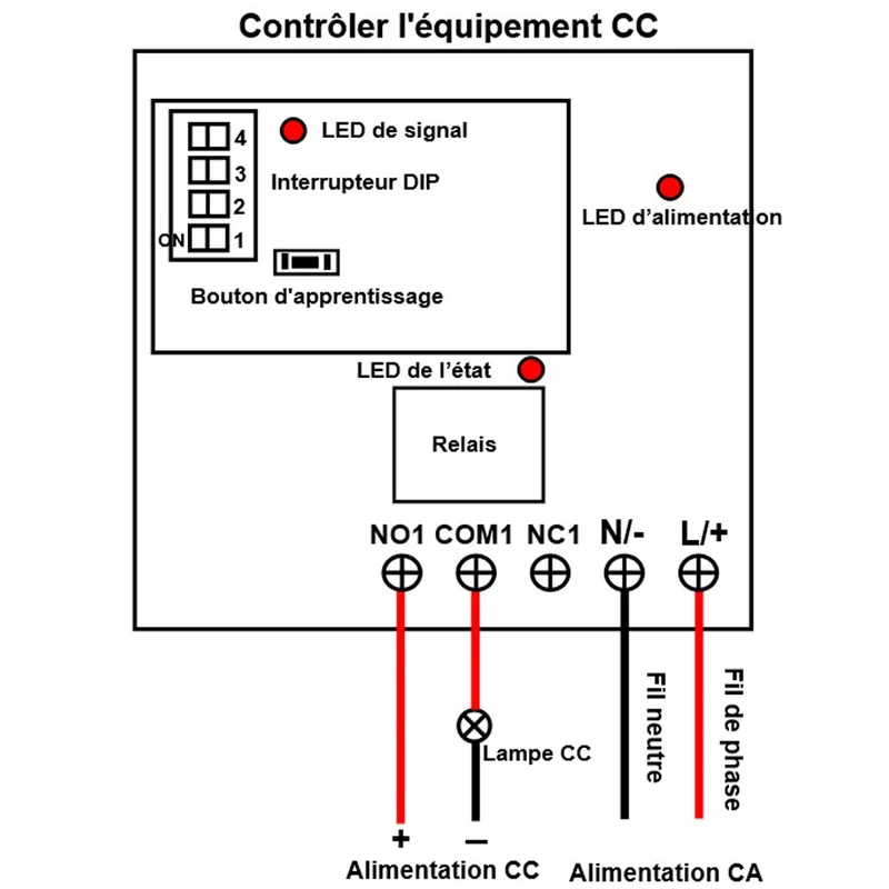230V interrupteur sans fil sortie contact sec 1 voie 10A 5 km (Modèle: 0020688)