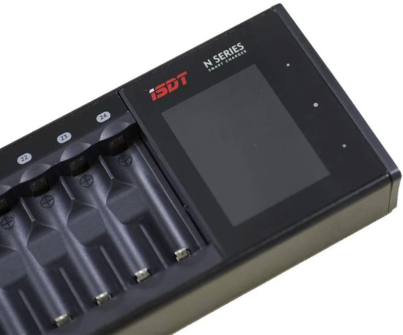 ISDT N24 Battery Charger Battery Charger Universal LCD Display Fast Charger Charger for 24 Batteries AA AAA Li-lon LiHv NI-MH NI-Cd LiFePO4 Eneloop