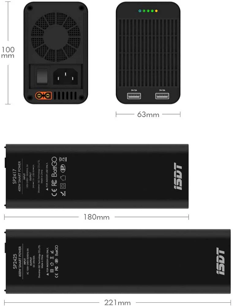 SP2417 ISDT BattGo 400W 17A Smart Power Supply Adapter Power Station Connectors