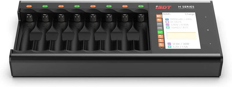 ISDT N8 battery charger LCD display quick charger for 8 batteries NI-MH NI-Cd AA AAA Li-ion LiFePO4 Eneloop Panasonic Varta battery