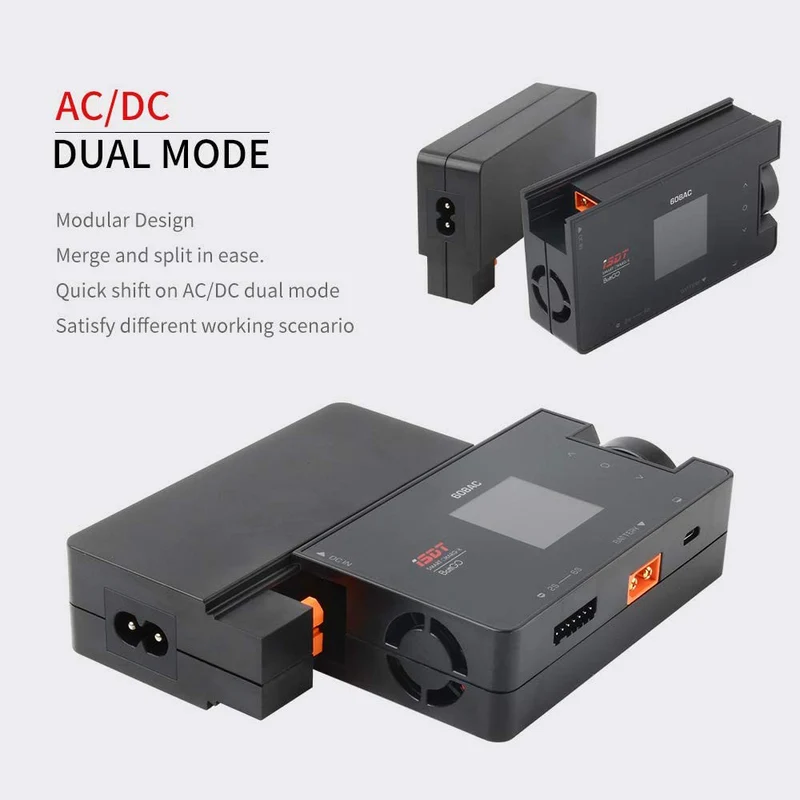 ISDT 608AC AC 50W DC 200W 8A BattGo Smart Battery Charger with Detachable Power Adapter