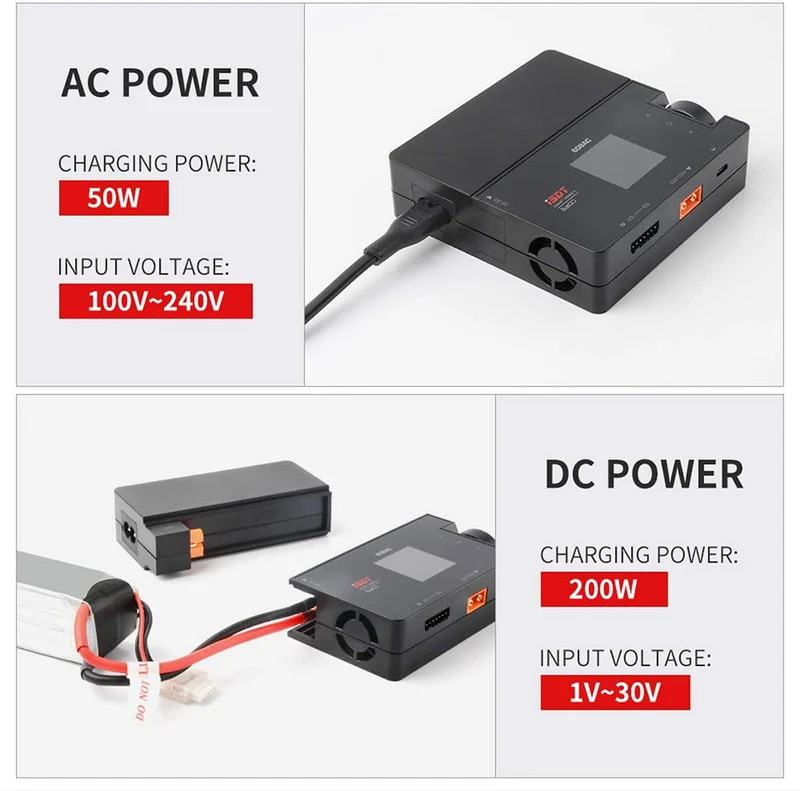 ISDT 608AC AC 50W DC 200W 8A BattGo Smart Battery Charger with Detachable Power Adapter