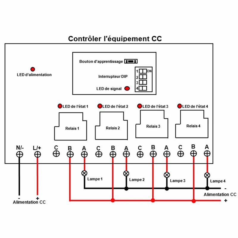 10~80V interrupteur sans fil récepteur 4 voies 30A relais 5 km (Modèle: 0020108)