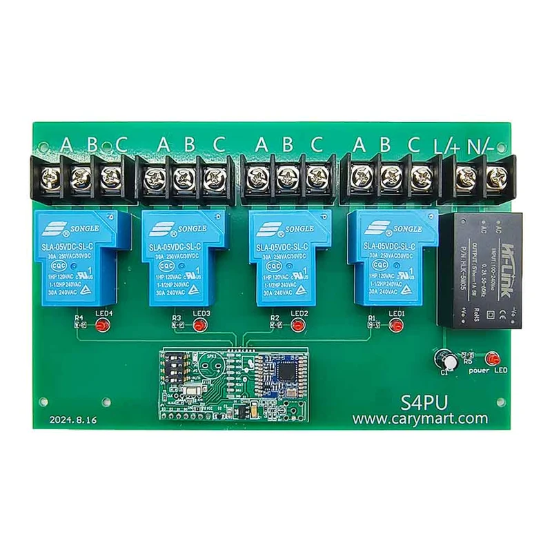 230V récepteur interrupteur sans fil 4 voies 30A relais 5 km (Modèle: 0020109)