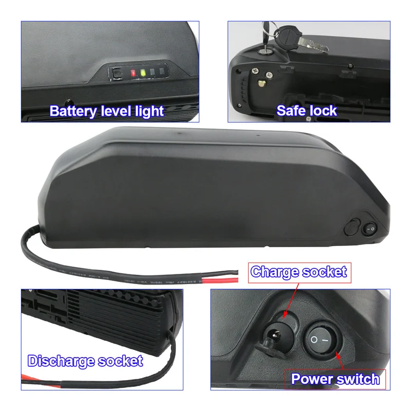 US Stock 48V 13Ah battery black lithium-ion with 30A BMS for Outdoor ebike R049
