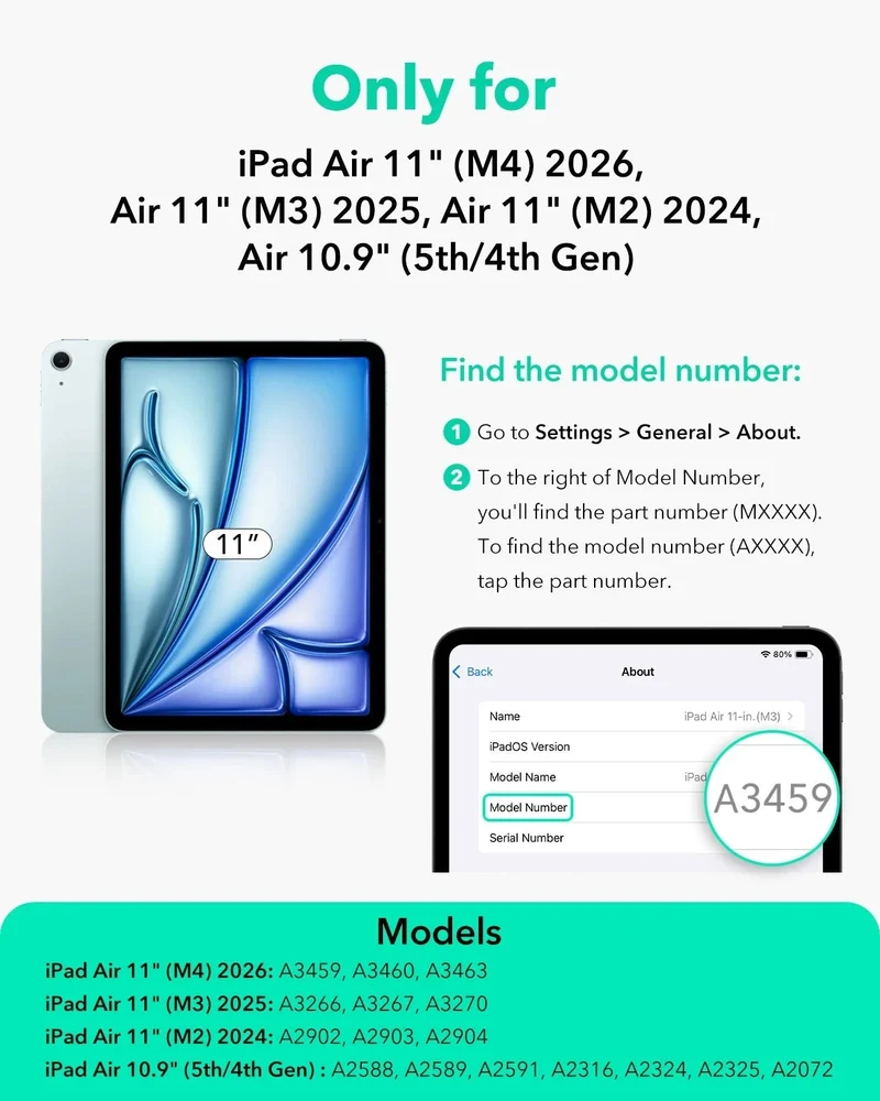iPad Air 11" (M4) 2026 Bundle Flip Magnetic Case (Pencil Holder) & Armorite® Pro Screen Protector With UltraFit Tray - Green