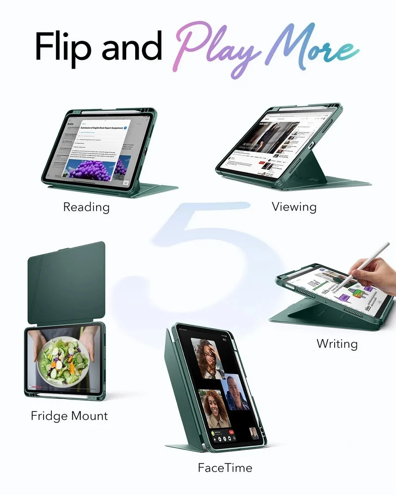 iPad Air 11" (M4) 2026 Bundle Flip Magnetic Case (Pencil Holder) & Armorite® Pro Screen Protector With UltraFit Tray - Green