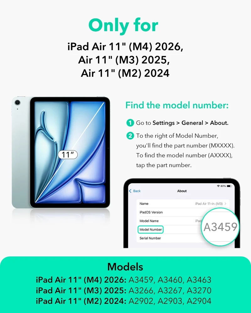 iPad Air 11" (M4) 2026 Bundle Flip Magnetic Case (Pencil Holder) & Armorite® Pro Screen Protector With UltraFit Tray - Green