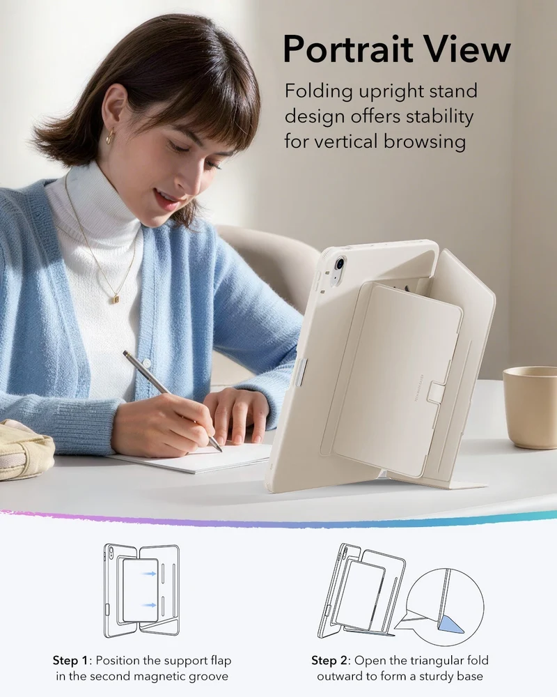 iPad Air 11" (M4) 2026 Flip Magnetic Case with Pencil Holder - Starlight