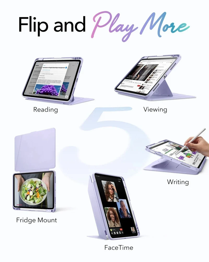 iPad Air 11" (M4) 2026 Flip Magnetic Case with Pencil Holder - Light Purple