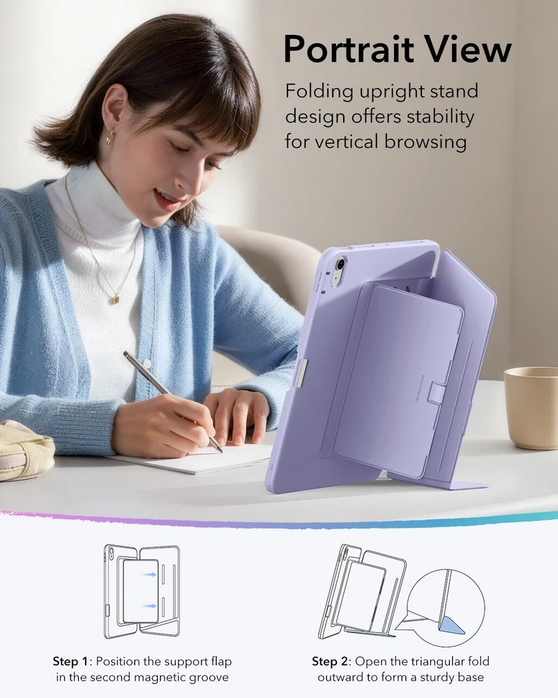 iPad Air 11" (M4) 2026 Flip Magnetic Case with Pencil Holder - Light Purple