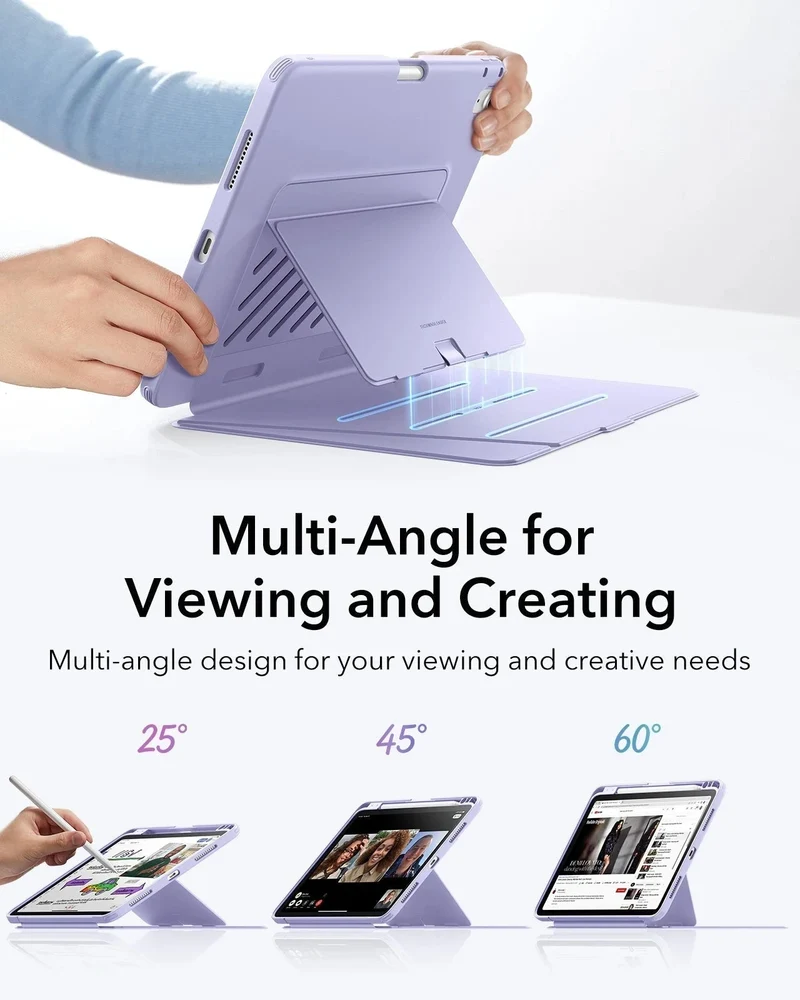 iPad Air 11" (M4) 2026 Flip Magnetic Case with Pencil Holder - Light Purple