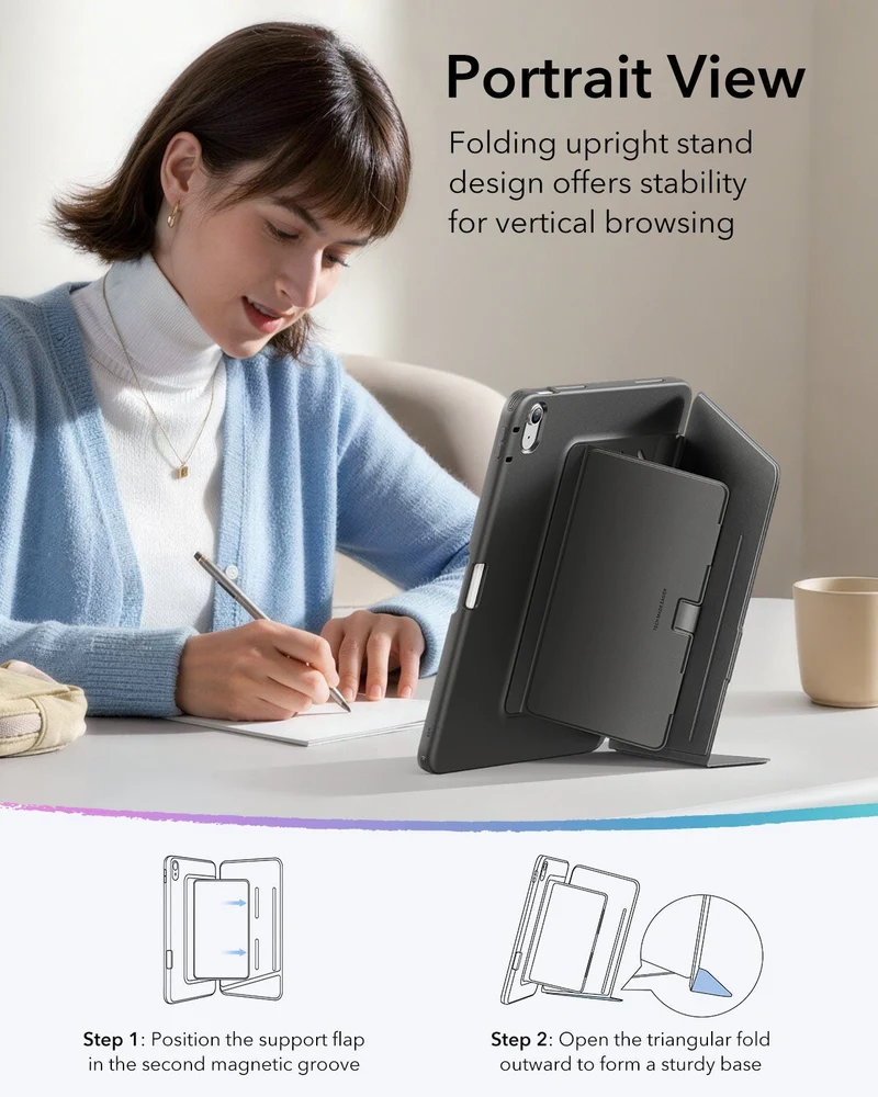 iPad Air 13" (M4) 2026 Flip Magnetic Case with Pencil Holder - Black