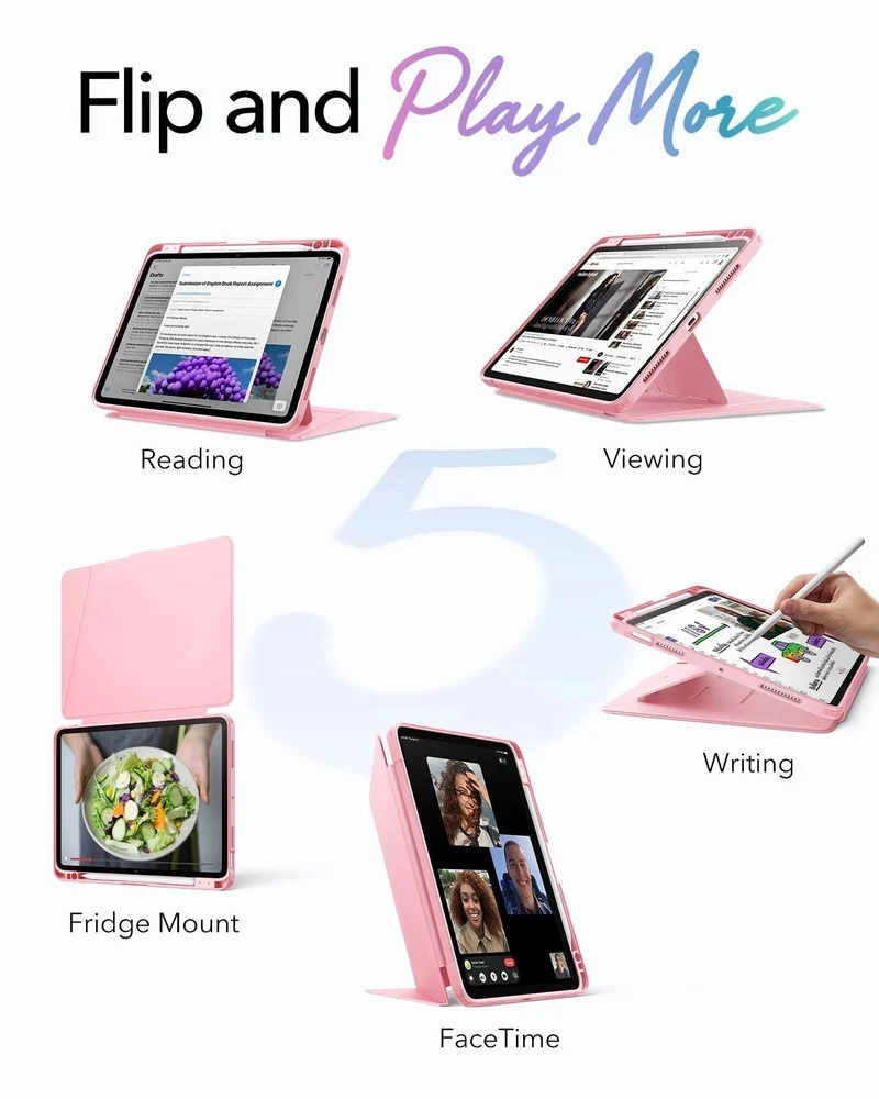 iPad Air 11" (M4) 2026 Bundle Flip Magnetic Case with Pencil Holder & Armorite® Protection - Pink