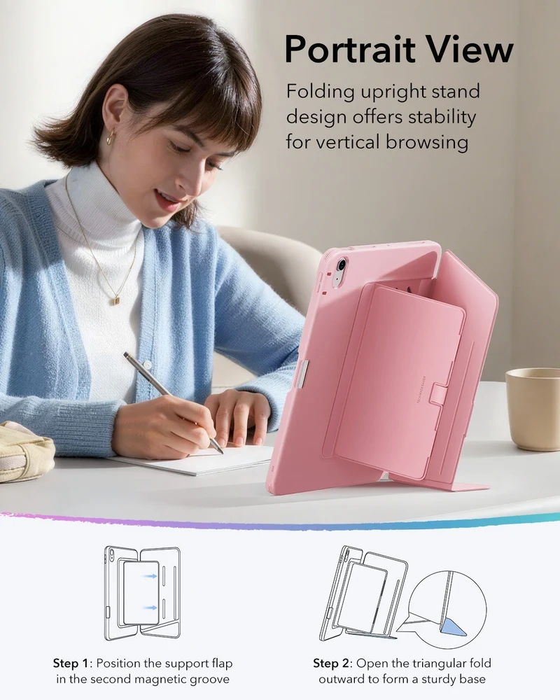 iPad Air 11" (M4) 2026 Bundle Flip Magnetic Case with Pencil Holder & Armorite® Protection - Pink