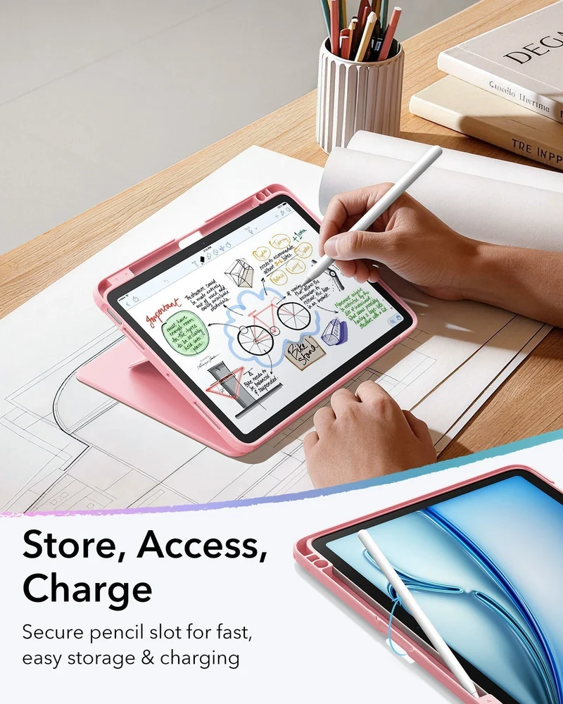 iPad Air 11" (M4) 2026 Bundle Flip Magnetic Case with Pencil Holder & Armorite® Protection - Pink
