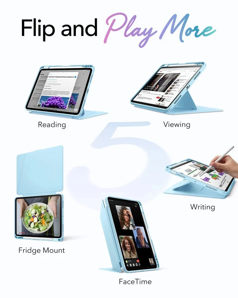 iPad Air 11" (M4) 2026 Bundle Flip Magnetic Case with Pencil Holder & Armorite® Protection - Sky Blue