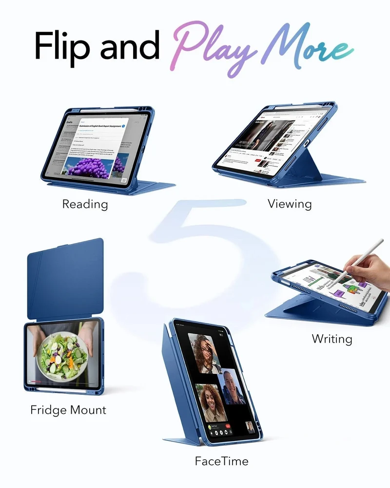 iPad Air 11" (M4) 2026 Flip Magnetic Case with Pencil Holder - Navy Blue