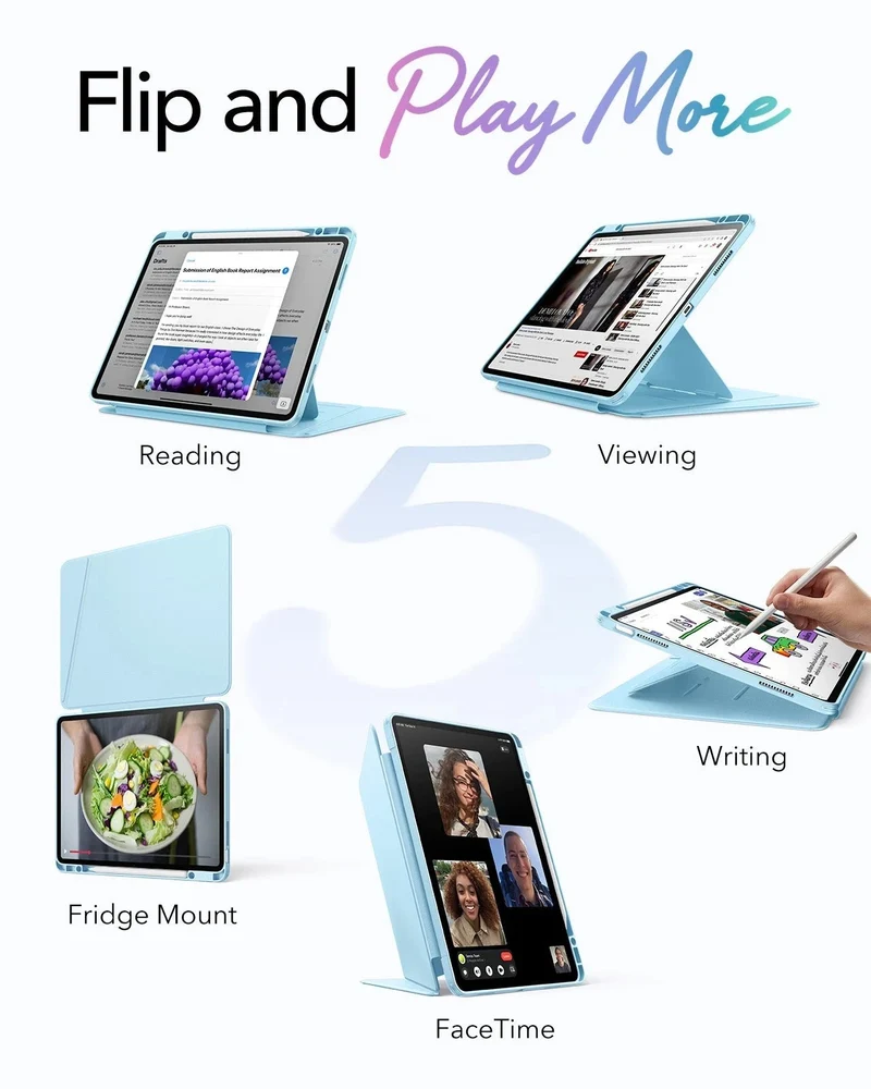 iPad Air 13" (M4) 2026 Bundle Flip Magnetic Case with Pencil Holder & Armorite® Protection - Sky Blue