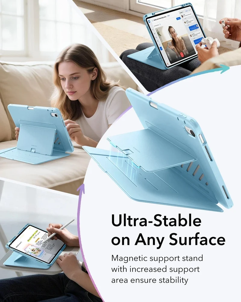 iPad Air 13" (M4) 2026 Bundle Flip Magnetic Case with Pencil Holder & Armorite® Protection - Sky Blue