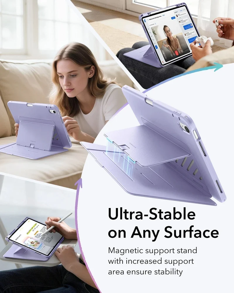 iPad Air 13" (M4) 2026 Flip Magnetic Case with Pencil Holder - Light Purple