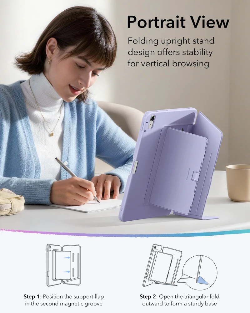 iPad Air 13" (M4) 2026 Flip Magnetic Case with Pencil Holder - Light Purple