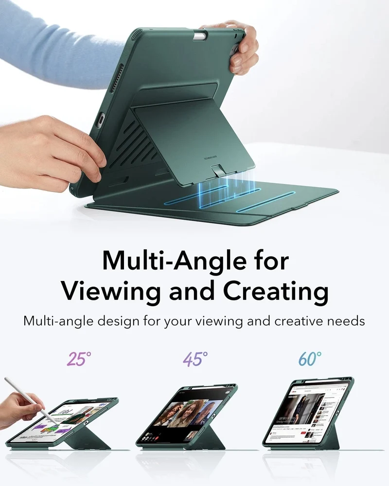 iPad Air 13" (M4) 2026 Bundle Flip Magnetic Case (Pencil Holder) & Armorite® Pro Screen Protector With UltraFit Tray - Green