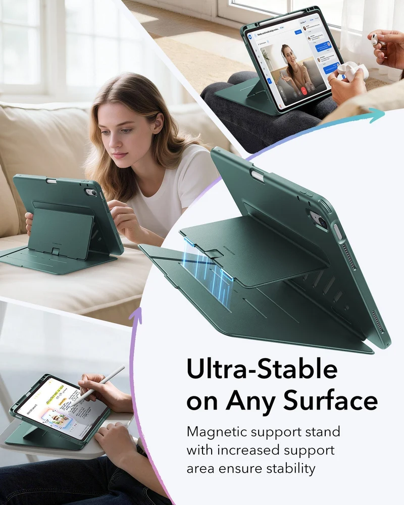 iPad Air 13" (M4) 2026 Bundle Flip Magnetic Case (Pencil Holder) & Armorite® Pro Screen Protector With UltraFit Tray - Green