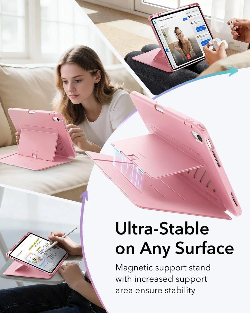 iPad Air 13" (M4) 2026 Bundle Flip Magnetic Case with Pencil Holder & Armorite® Protection - Pink