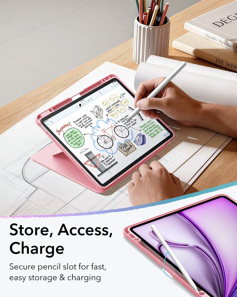 iPad Air 13" (M4) 2026 Bundle Flip Magnetic Case with Pencil Holder & Armorite® Protection - Pink