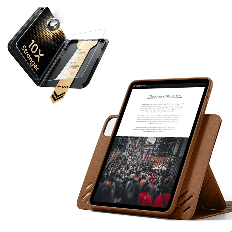 iPad Pro 13" (M5) 2025 Bundle Shift Magnetic Case & Armorite Pro Screen Protector With UltraFit Tray - Brown