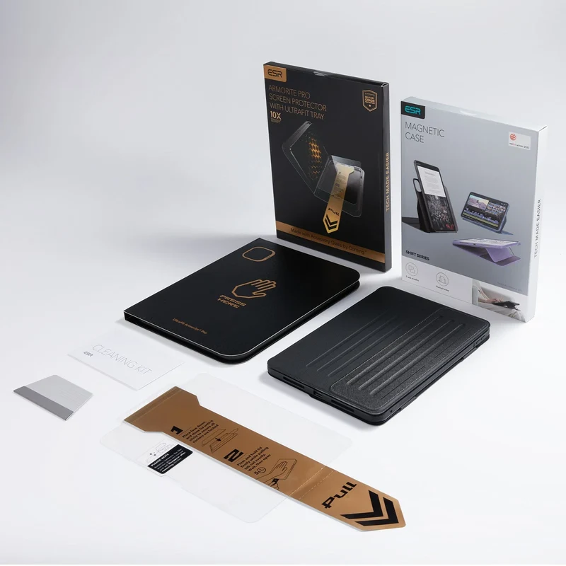 iPad Pro 11" (M5) 2025 Bundle Shift Magnetic Case & Armorite Pro Screen Protector With UltraFit Tray - Grey