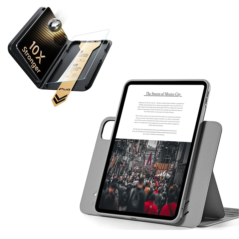 iPad Pro 11" (M5) 2025 Bundle Shift Magnetic Case & Armorite Pro Screen Protector With UltraFit Tray - Grey