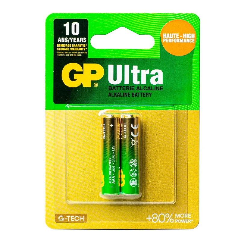 GP24AUETA21-2GSBC2 AAA Alkaline Battery GP Ultra (Pkg of 2)
