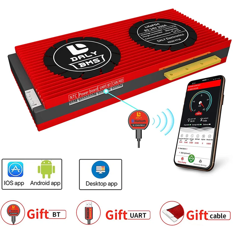 Daly smart bms Lifepo4 8S 24V 250A bluetooth BMS board 32130221