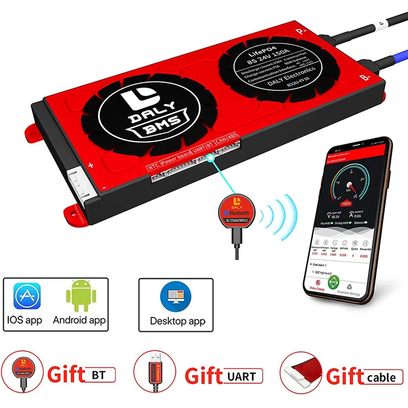 Daly smart bms Lifepo4 8S 24V 150A bluetooth BMS board 20 95 212