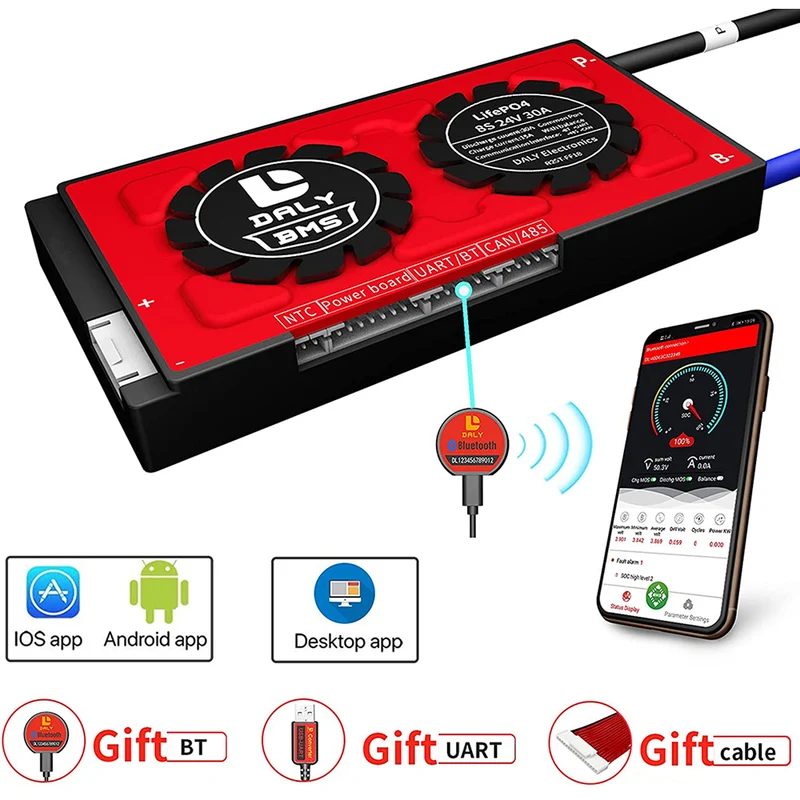 Daly smart bms Lifepo4 8S 24V 30A bluetooth BMS board 13 66 128