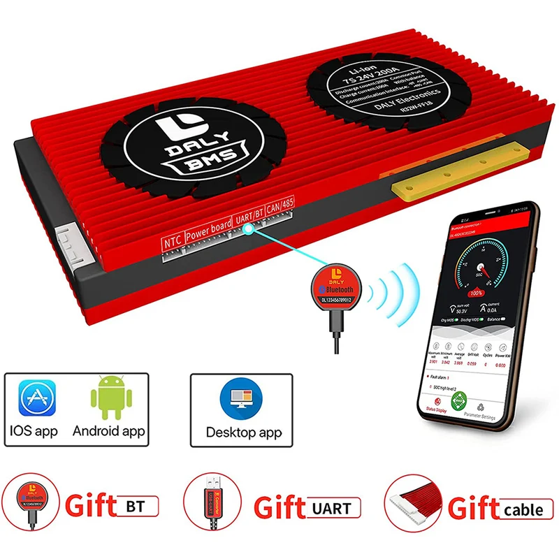 Daly smart bms Li-ion 7S 24V 200A bluetooth BMS board 32130221